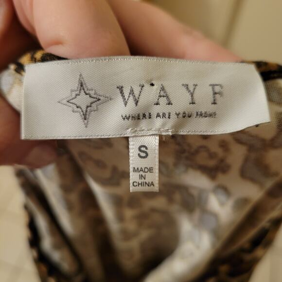 WAYF Leopard Print Stretch Crop Top Long Sleeve Small - Picture 7 of 7